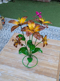 Handcrafted Metal Flower Decor | Outdoor Lily Garden Sculpture |  Lawn Ornament Gift for Her