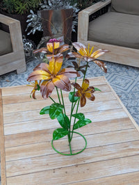 Handcrafted Metal Flower Decor | Outdoor Lily Garden Sculpture |  Lawn Ornament Gift for Her