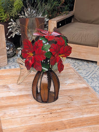Handcrafted Metal Poinsettia Centerpiece | Festive Rustic Christmas Home Decor