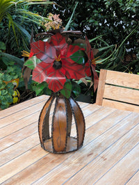Handcrafted Metal Poinsettia Centerpiece | Festive Rustic Christmas Home Decor
