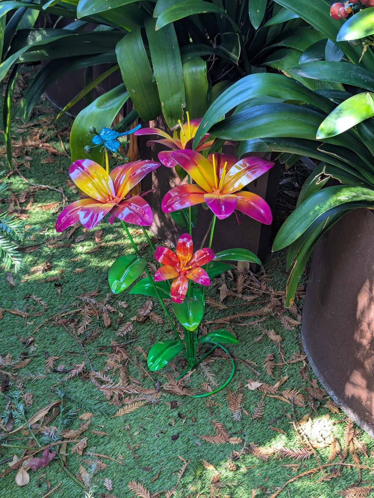 Handcrafted Metal Flower Sculpture | Outdoor Lily Garden Decor |  Lawn Ornament Gift for Her