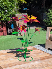 Handcrafted Metal Flower Sculpture | Outdoor Lily Garden Decor |  Lawn Ornament Gift for Her