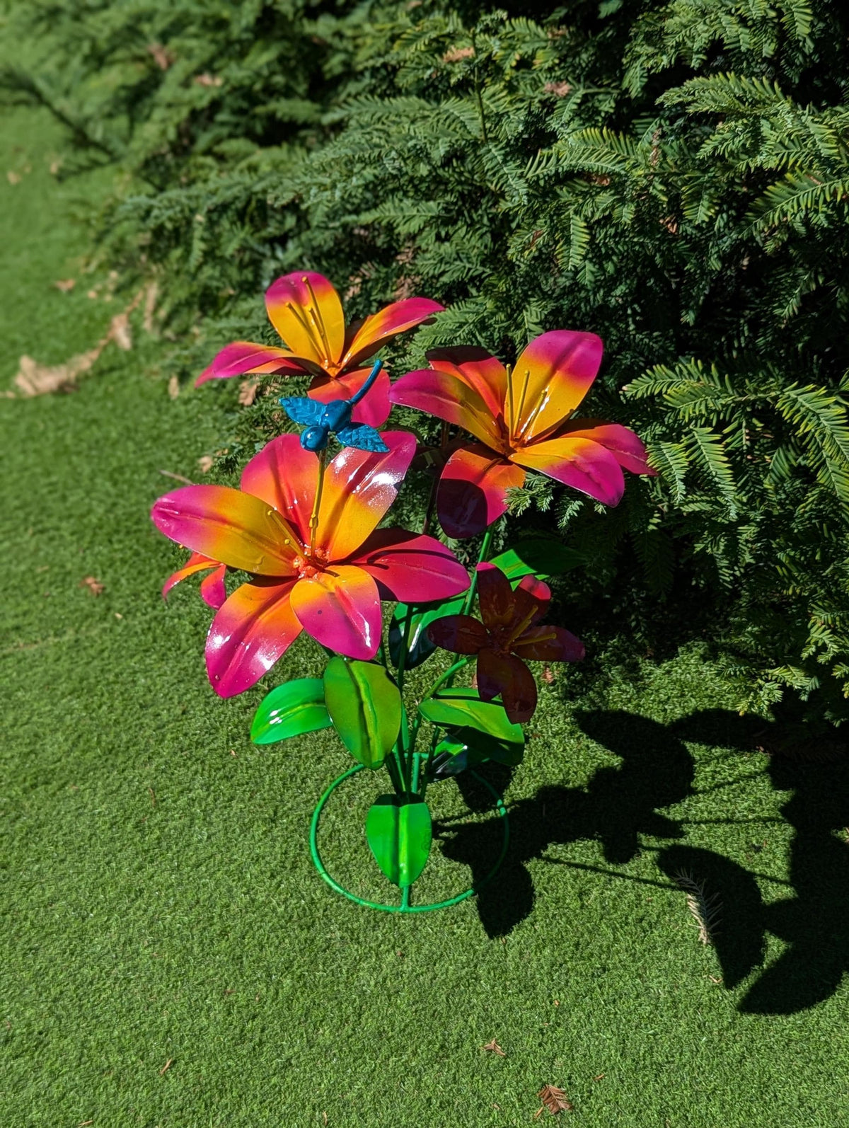 Handcrafted Metal Flower Sculpture | Outdoor Lily Garden Decor |  Lawn Ornament Gift for Her