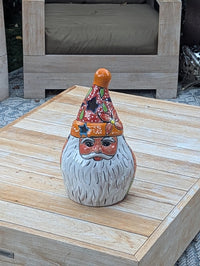 Talavera Santa Claus | Ceramic Holiday Figurine | Christmas Tea Light Holder & Decor