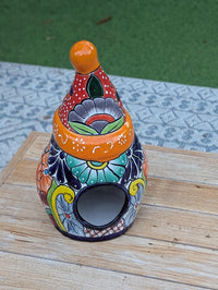 Talavera Santa Claus | Ceramic Holiday Figurine | Christmas Tea Light Holder & Decor