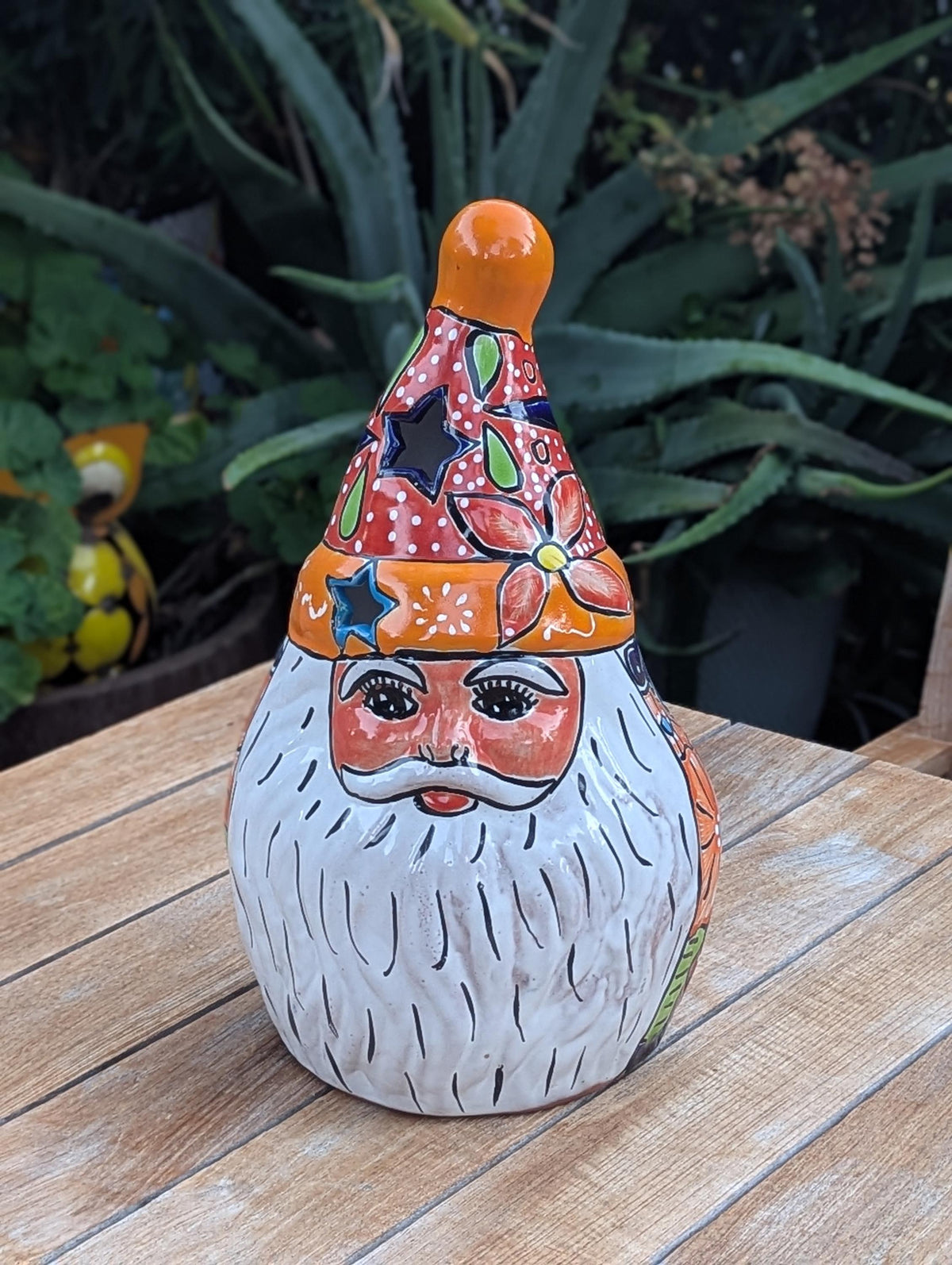 Talavera Santa Claus | Ceramic Holiday Figurine | Christmas Tea Light Holder & Decor
