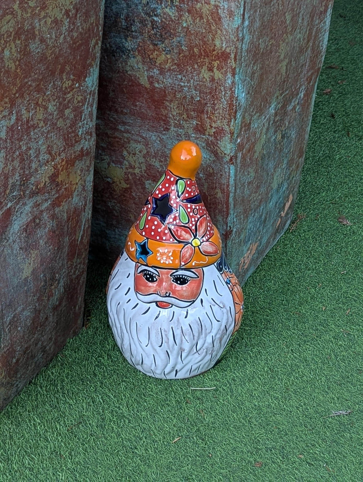 Talavera Santa Claus | Ceramic Holiday Figurine | Christmas Tea Light Holder & Decor