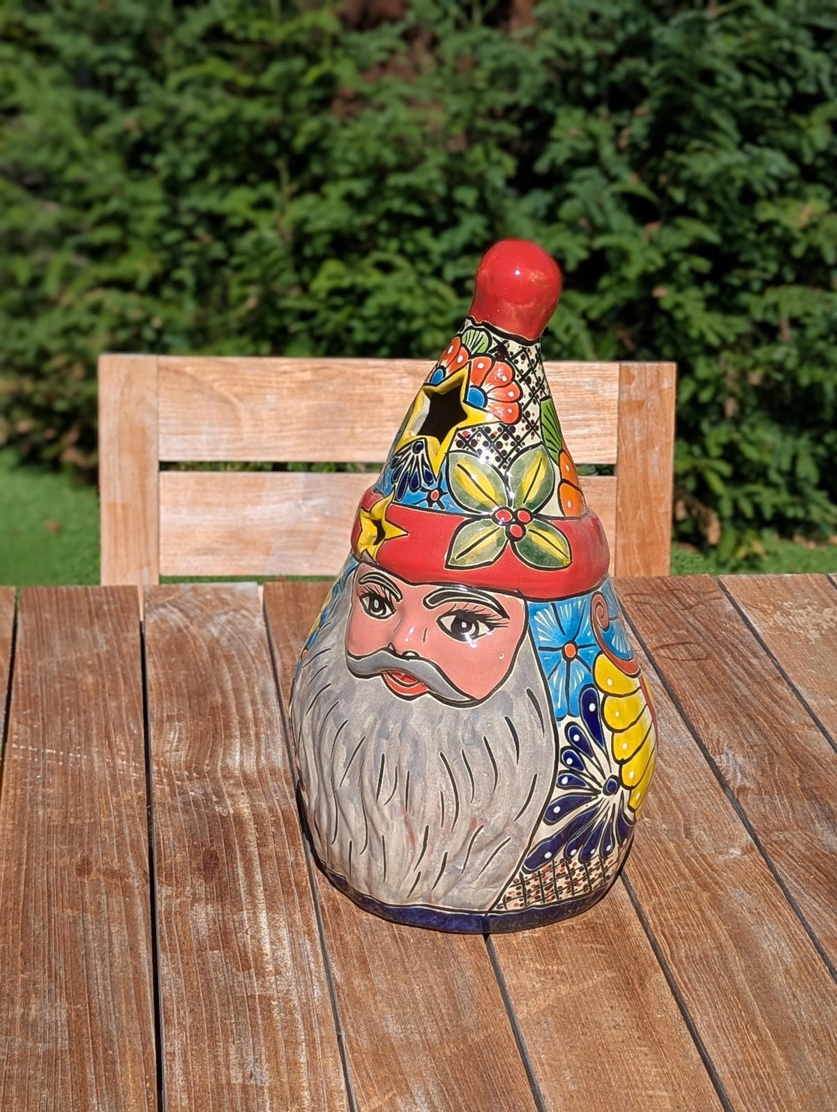 Talavera Kris Kringle | Ceramic Santa Claus | Mexican Pottery Holiday Lantern & Figurine