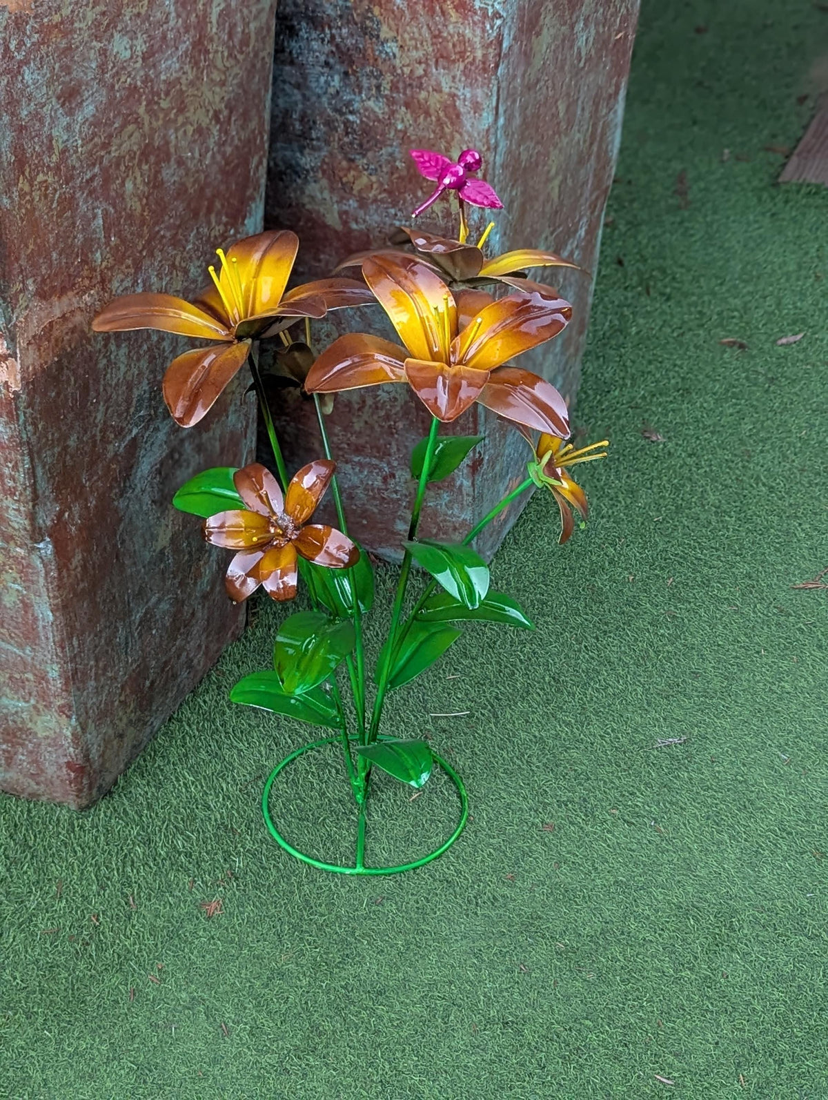 Handcrafted Metal Flower Decor | Outdoor Lily Garden Sculpture |  Lawn Ornament Gift for Her