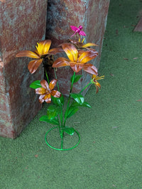 Handcrafted Metal Flower Decor | Outdoor Lily Garden Sculpture |  Lawn Ornament Gift for Her