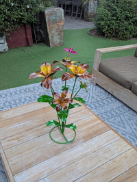 Handcrafted Metal Flower Decor | Outdoor Lily Garden Sculpture |  Lawn Ornament Gift for Her