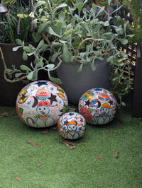 Holiday Garden Spheres | Ceramic Winter Decor & Yard Art | Outdoor Talavera Pottery Handmade in Mexico