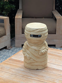 Halloween Mummy Garden Statue | Handmade Spooky Clay Lawn Ornament & Patio Decoration