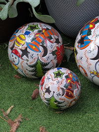 Ceramic Holiday Spheres Lawn Ornament & Garden Decor | Outdoor Talavera Pottery | Handmade in Mexico