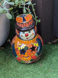 Handcrafted Talavera Snowman Statue | Christmas Ceramic Candle Holder |  Mexican Pottery Holiday Decor Gift