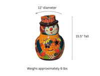 Handcrafted Talavera Snowman Statue | Christmas Ceramic Candle Holder |  Mexican Pottery Holiday Decor Gift