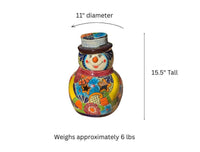 Talavera Snowman Holiday Decor | Christmas Ceramic Candle Holder | Mexican Pottery