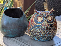 Handmade Clay Owl Planter | Mexican Pottery Flower Pot  | Animal Garden Gift