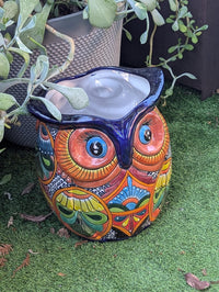 14" Tall Talavera Owl Flower Pot | Handmade Ceramic Planter | Mexican Pottery Housewarming Gift