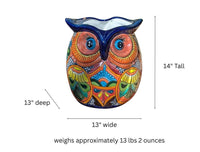 14" Tall Talavera Owl Flower Pot | Handmade Ceramic Planter | Mexican Pottery Housewarming Gift