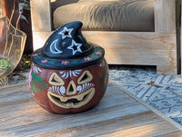 Clay Halloween Pumpkin | Handmade Ceramic Jack-o-Lantern | Mexican Pottery Candle Holder