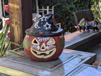 Clay Halloween Pumpkin | Handmade Ceramic Jack-o-Lantern | Mexican Pottery Candle Holder