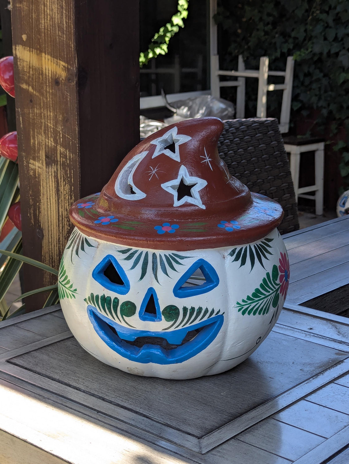 Clay Halloween Pumpkin Candle Holder & Decor | Handmade Ceramic Jack-o-Lantern | Mexican Pottery Autumn Gift