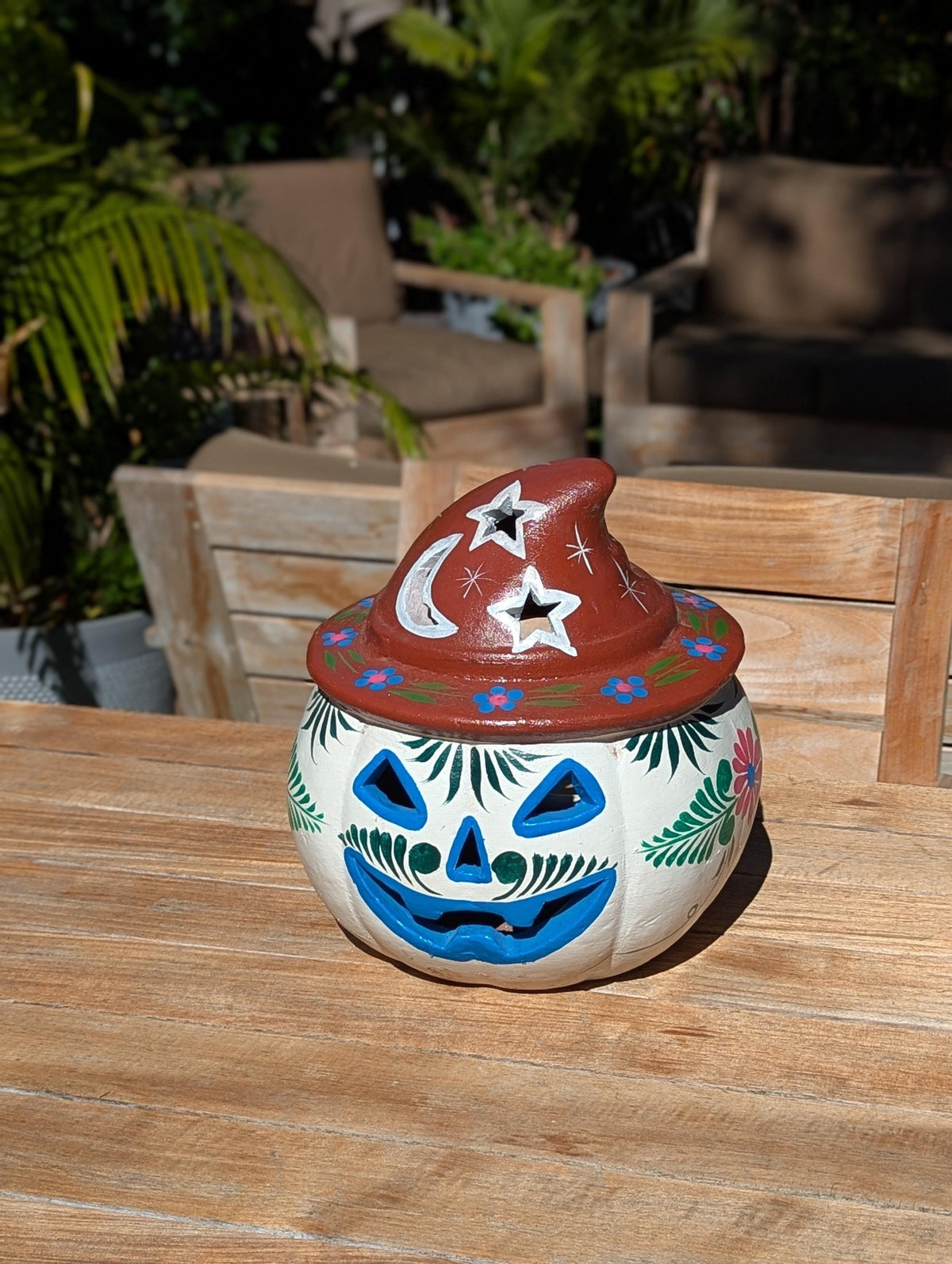 Clay Halloween Pumpkin Candle Holder & Decor | Handmade Ceramic Jack-o-Lantern | Mexican Pottery Autumn Gift