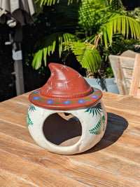 Clay Halloween Pumpkin Candle Holder & Decor | Handmade Ceramic Jack-o-Lantern | Mexican Pottery Autumn Gift
