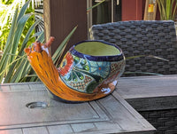 Hand-Painted Talavera Snail Planter | Mexican Pottery Flower Pot  | Ceramic Garden Decor
