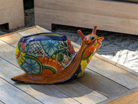 Hand-Painted Talavera Snail Planter | Mexican Pottery Flower Pot  | Ceramic Garden Decor