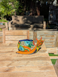 Hand-Painted Talavera Snail Planter | Mexican Pottery Flower Pot  | Ceramic Garden Decor