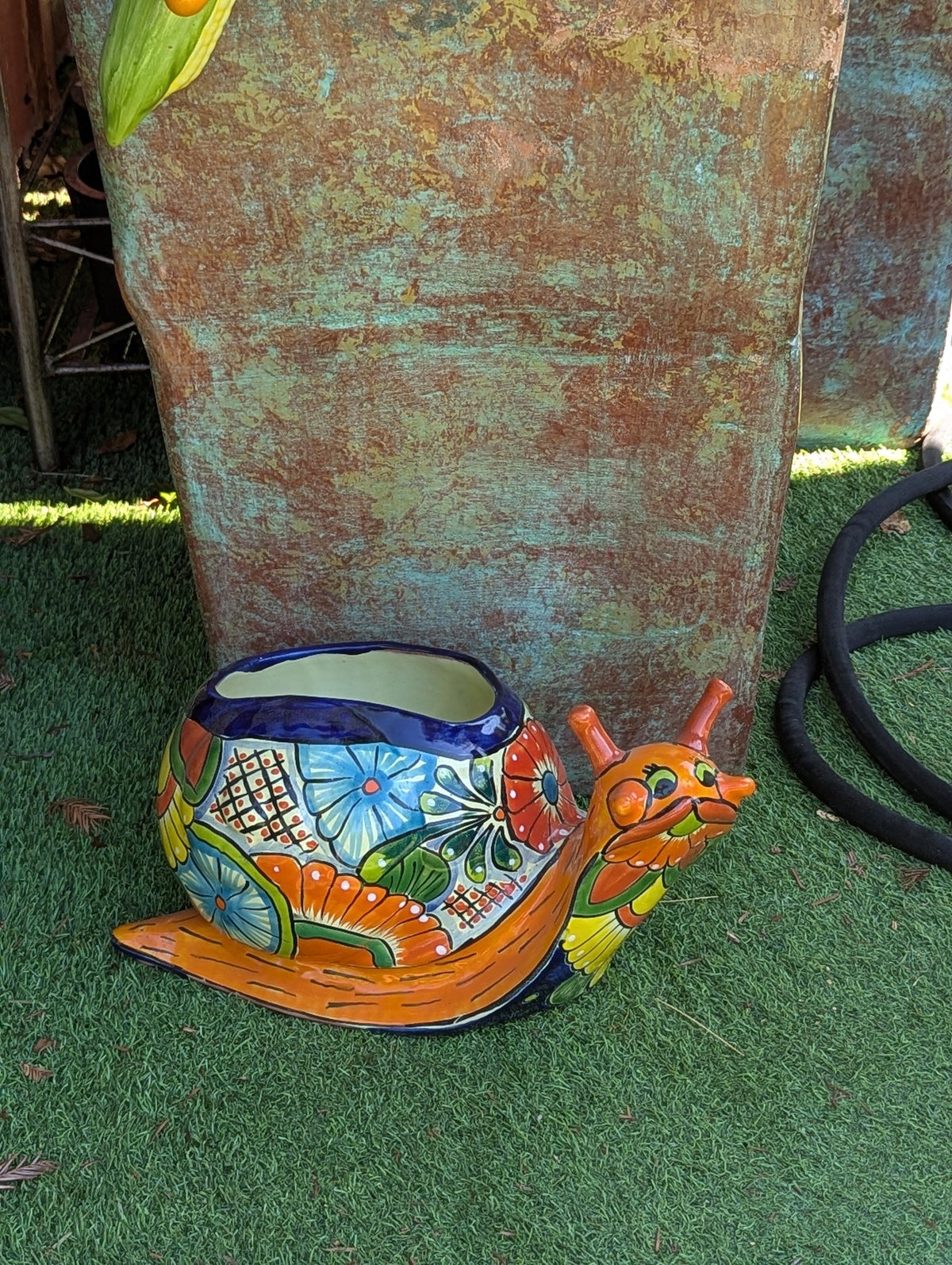 Hand-Painted Talavera Snail Planter | Mexican Pottery Flower Pot  | Ceramic Garden Decor