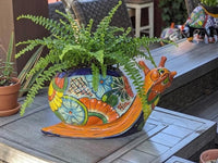 Hand-Painted Talavera Snail Planter | Mexican Pottery Flower Pot  | Ceramic Garden Decor