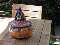 Jack o Lantern Talavera Halloween Pumpkin Decor |  13.5" Tall Mexican Pottery  |  Ceramic Candle Holder