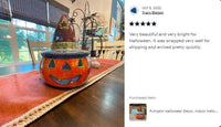 Talavera Halloween Pumpkin Decor |  Jack o Lantern Mexican Pottery  |  Ceramic Candle Holder (13.5" Tall)