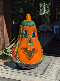 Hand-Painted Ceramic Pumpkin Halloween Decor | Talavera Jack-o-Lantern Mexican Pottery | Candle Holder