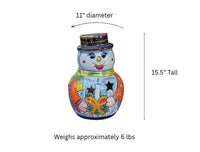 Talavera Snowman Holiday Decor | Christmas Ceramic Candle Holder | Mexican Pottery Xmas Gift
