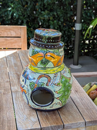 Talavera Snowman Holiday Decor | Christmas Ceramic Candle Holder | Mexican Pottery Xmas Gift