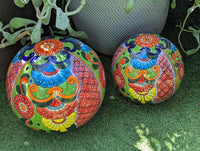 Talavera Garden Spheres | Hand-painted Mexican Pottery Ceramic Lawn Ornaments (Set of 2)