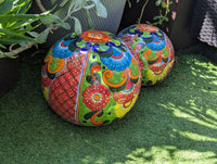 Talavera Garden Spheres | Hand-painted Mexican Pottery Ceramic Lawn Ornaments (Set of 2)