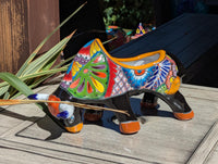 Talavera Bull Planter | Handmade Mexican Pottery Flower Pot | Ceramic Garden Gift