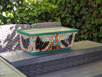 Butterfly Window Box Planter | Talavera Artistry | Mexican Ceramic Pottery Garden Decor