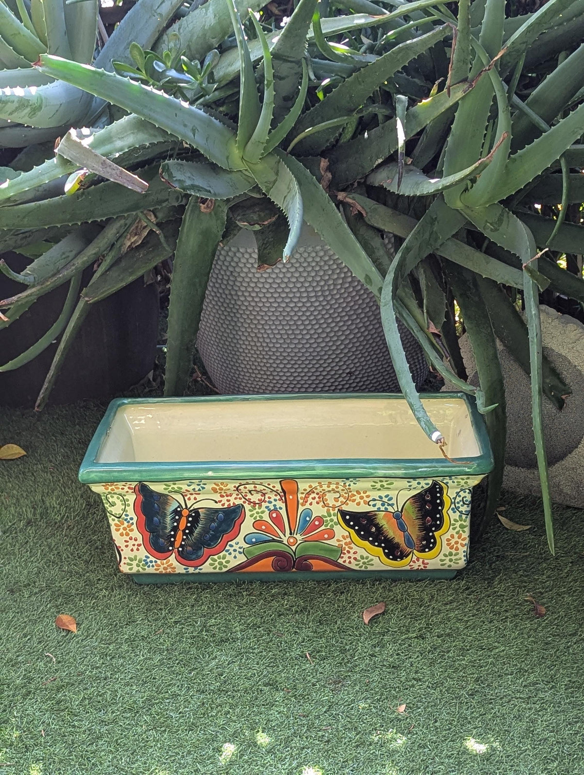 Butterfly Window Box Planter | Talavera Artistry | Mexican Ceramic Pottery Garden Decor