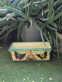 Butterfly Window Box Planter | Talavera Artistry | Mexican Ceramic Pottery Garden Decor