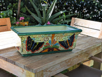 Butterfly Window Box Planter | Talavera Artistry | Mexican Ceramic Pottery Garden Decor
