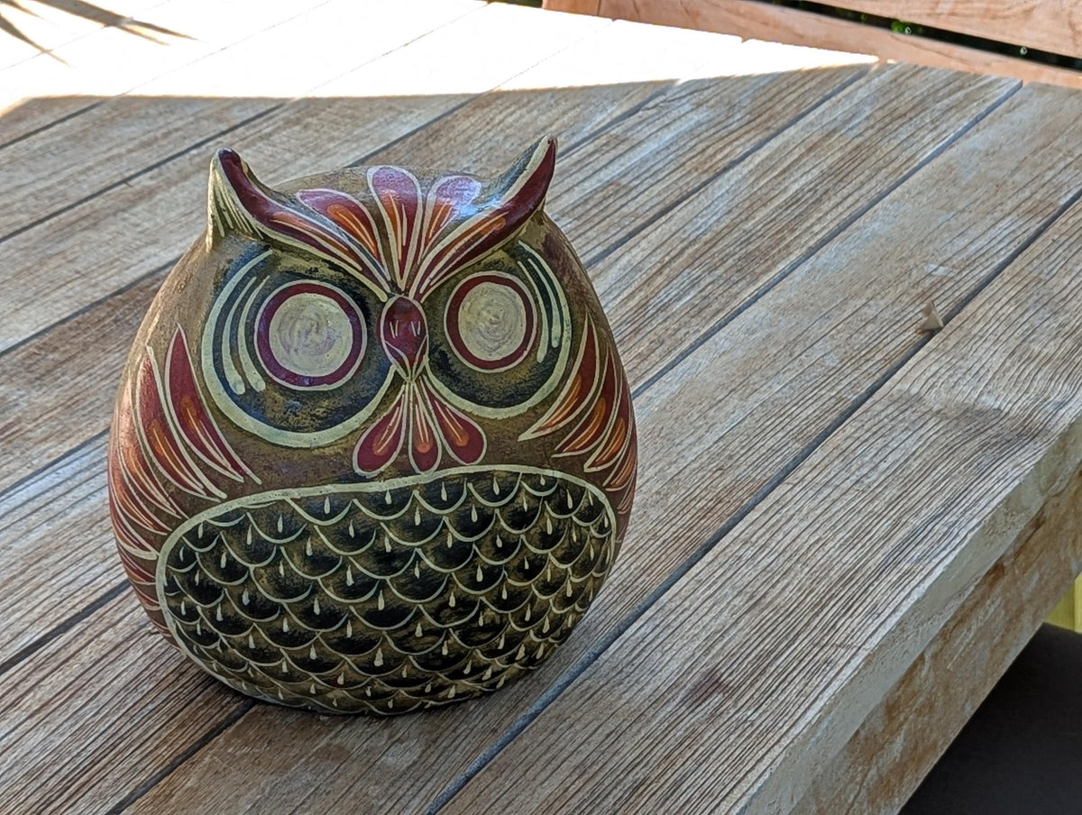 Handmade Clay Owl Flower Pot | Mexican Pottery Planter  | Animal Garden Gift