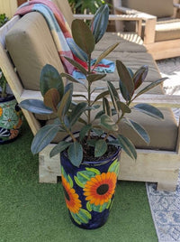 Sunflower Planter | 16.5" Tall Hand-Painted Talavera Flower Pot | Mexican Ceramic Pottery