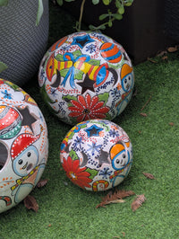 Holiday Garden Spheres | Ceramic Winter Decor & Yard Art | Outdoor Talavera Pottery Handmade in Mexico