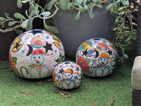 Holiday Garden Spheres | Ceramic Winter Decor & Yard Art | Outdoor Talavera Pottery Handmade in Mexico